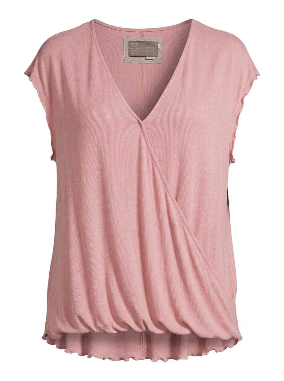 Saturday Sunday Ribbed Knit Draped Wrap V-Neck Sleeveless Top Women Size XL